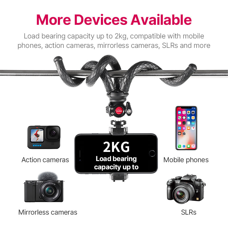 Flexible Octopus Tripod with Universal Smartphone Gimbal Clip