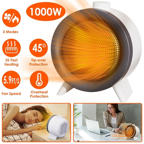 1Pc  Electric Space Heater Ceramic Heater Fan Heating Fan With 3 Modes