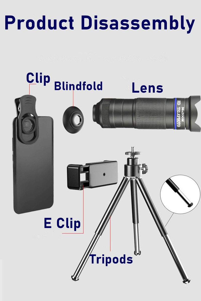 Dragon 36X Mobile Phone Telescope Lens Kit with Tripod