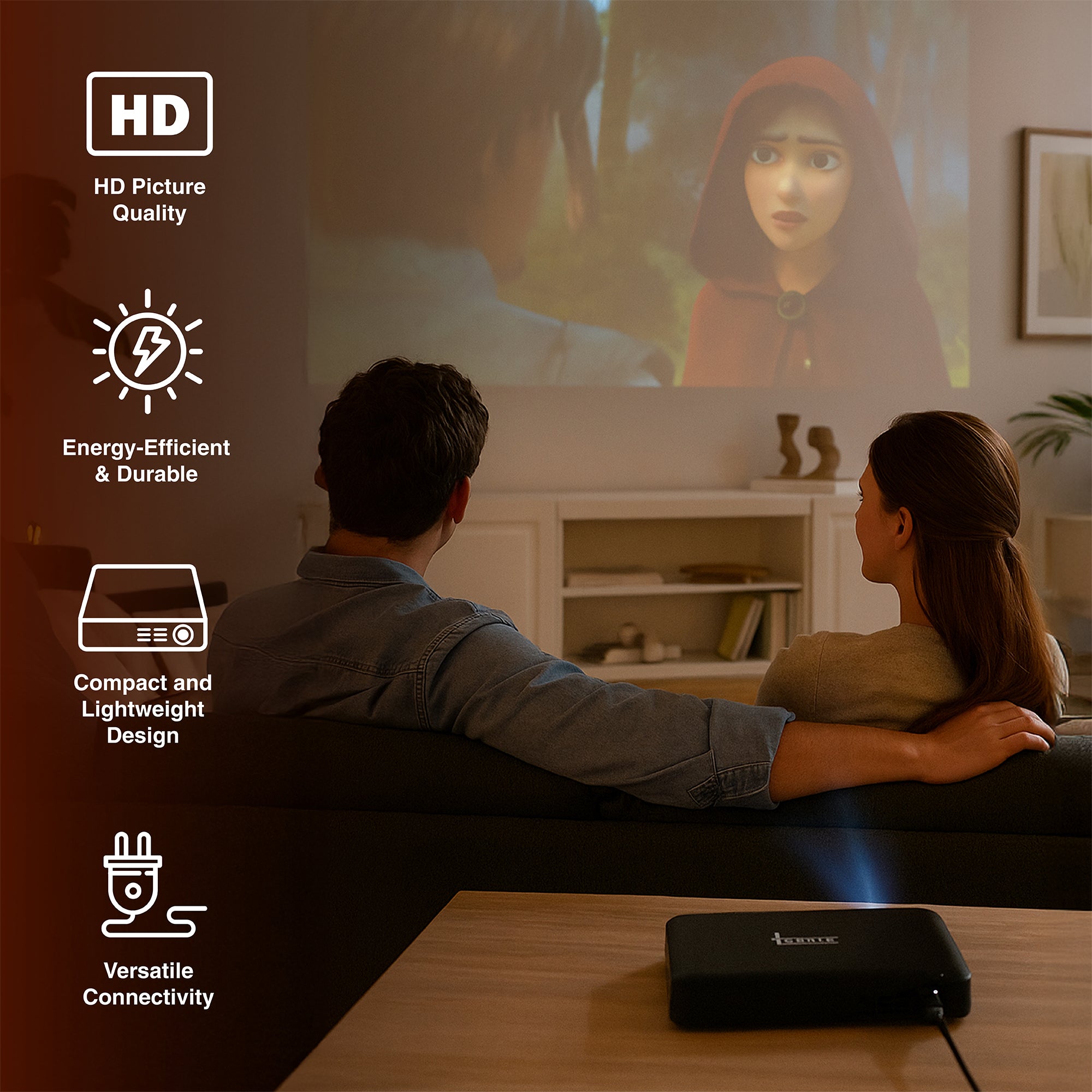 Pursonic Compact HD Projector - Portable Home Theater