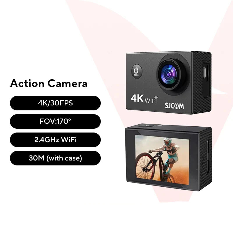 NNEOBA 4K Action Camera 30M Waterproof Sports Cam Balck