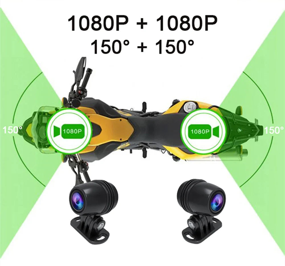 NNEOBA Dual 1080P Motorcycle Cam WiFi + GPS 64 GB Black
