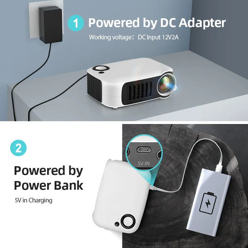 NNEOBA Mini Portable LED Projector White