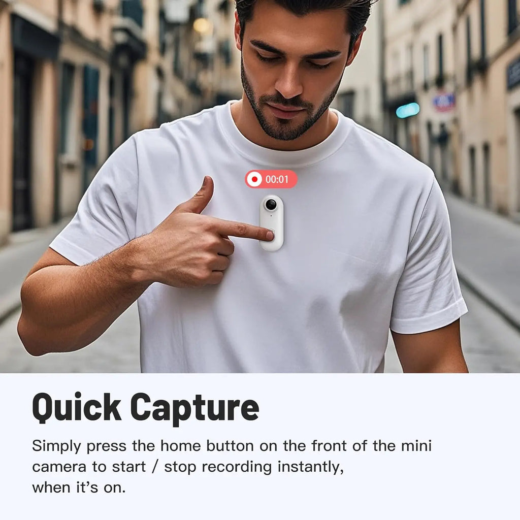 NNEOBA Thumb-Size WiFi Mini Camera  Action Cam with 32GB White