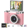 NNEOBA Digital Camera with Flip Screen Pink