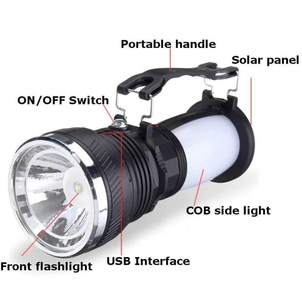 3-in-1 Solar Camping Lantern with Power Bank & Flashlight