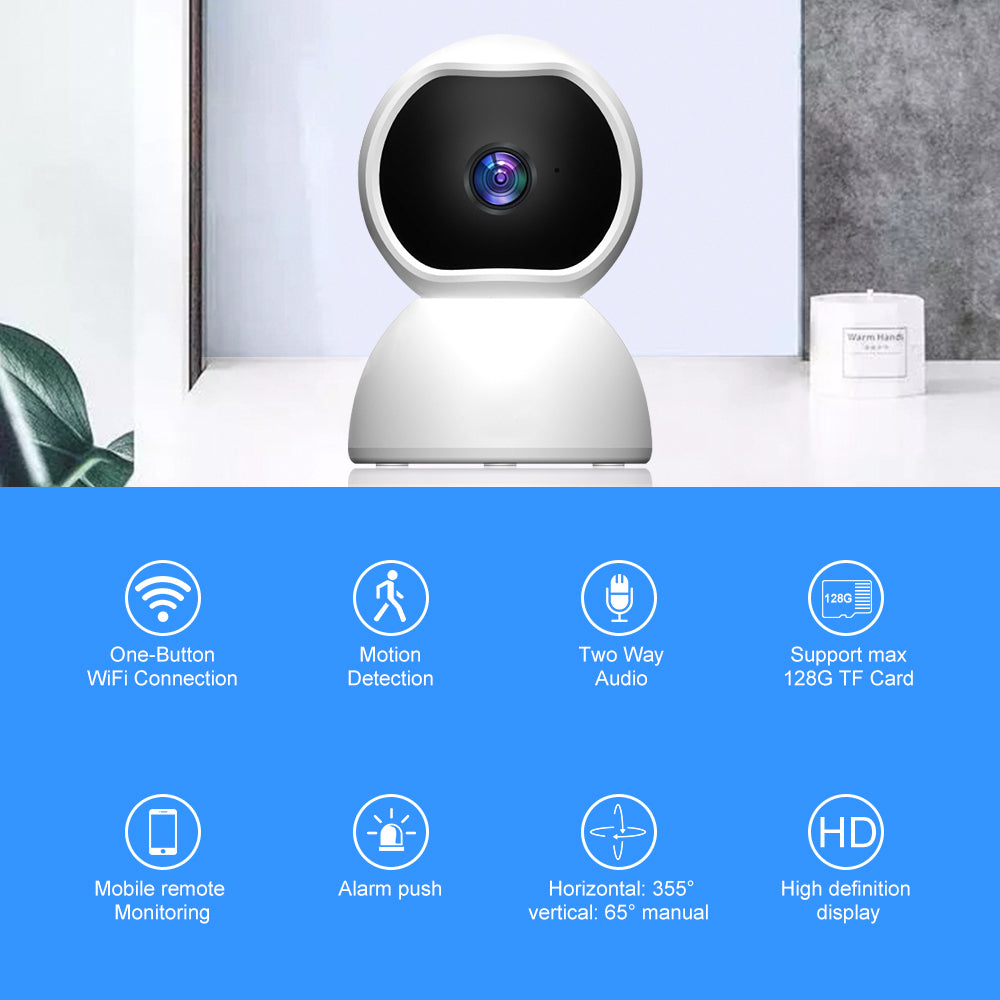 1080P Indoor WiFi Security Camera with Night Vision & PTZ