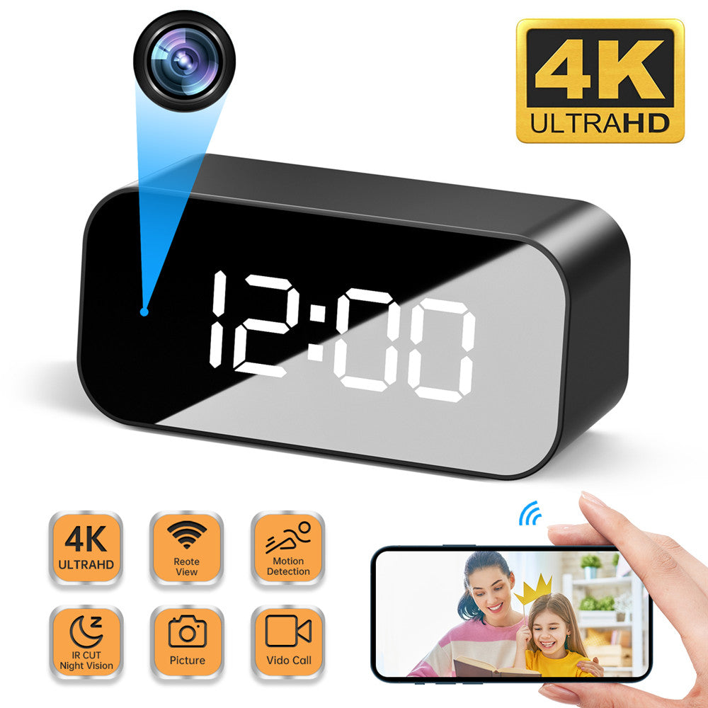 4K WiFi Clock Camera with IR Night Vision & Motion Detection
