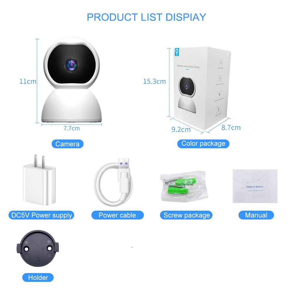 1080P Indoor WiFi Security Camera with Night Vision & PTZ